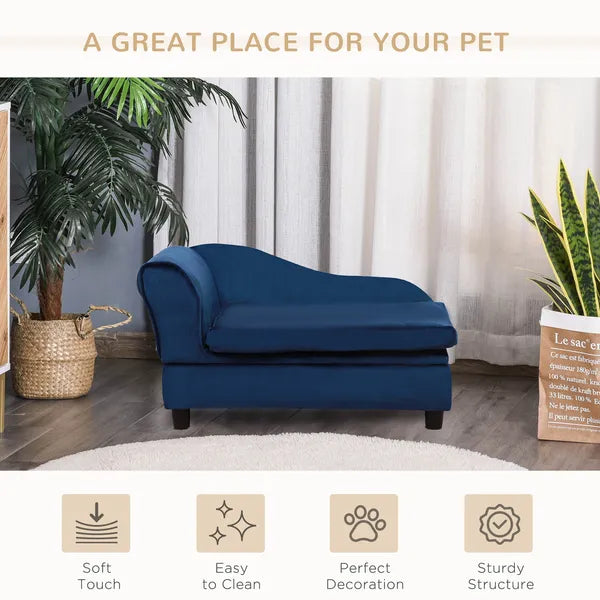 Pet Sofa Bed with Hidden Storage, Soft Foam Filling, Modern Pet Furniture for Cats & Small Dogs, Blue