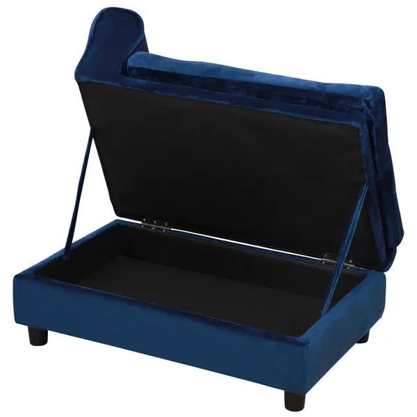 Pet Sofa Bed with Hidden Storage, Soft Foam Filling, Modern Pet Furniture for Cats & Small Dogs, Blue