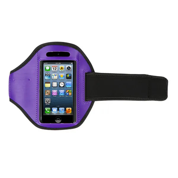 Adjustable Phone Armband for Running, Sports Cell Phone Holder for Phones Under 4", Purple