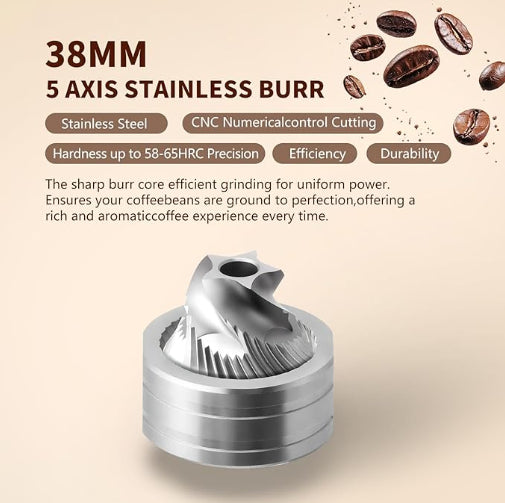 Aeelleea Portable Manual Coffee Grinder, 5.8in x 1.9in, Stainless Steel Conical Burr, Adjustable Grind, 25g for Espresso French Press Moka Pot