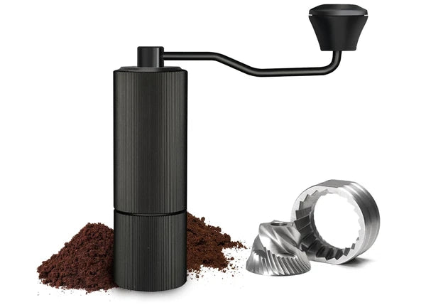 Aeelleea Portable Manual Coffee Grinder, 5.8in x 1.9in, Stainless Steel Conical Burr, Adjustable Grind, 25g for Espresso French Press Moka Pot