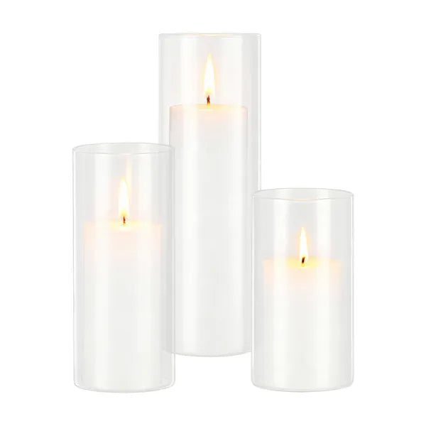 Aeelleea 24Pcs Pillar Candle & Glass Vase Set, Clear Cylindrical Hurricane Candle Holders, Tall Vases for Wedding Table Centerpiece, Thanksgiving Party Decor