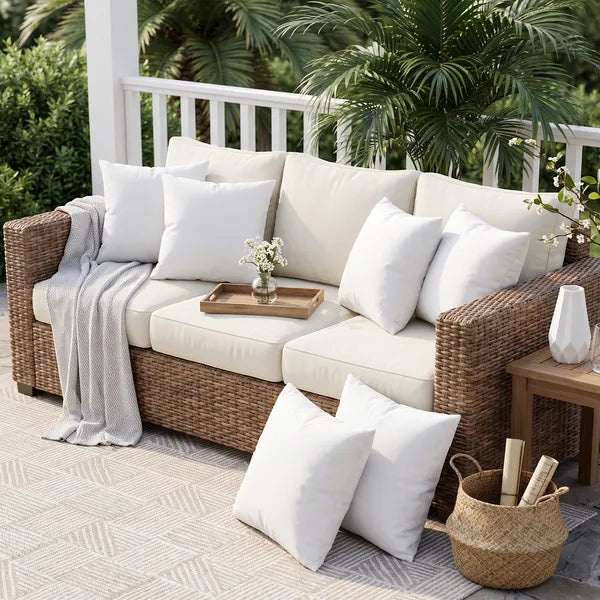 Aeelleea 18x18 Pillow Inserts Set of 4, White Square Throw Pillow Form, Water Resistant Indoor Outdoor Sofa Couch