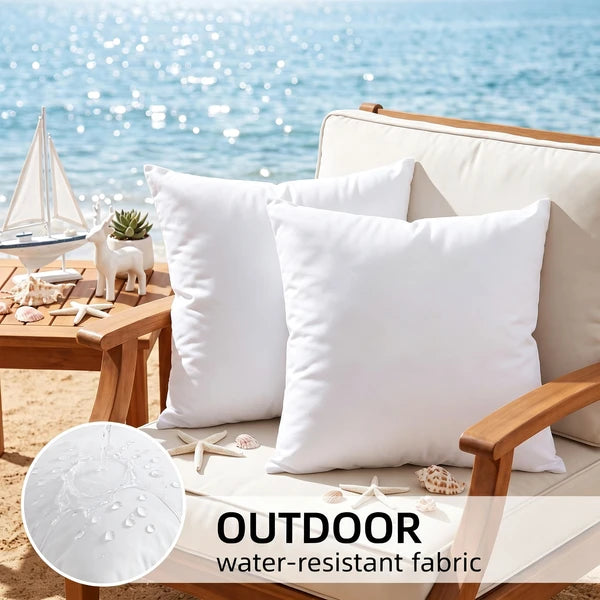 Aeelleea 18x18 Pillow Inserts Set of 4, White Square Throw Pillow Form, Water Resistant Indoor Outdoor Sofa Couch