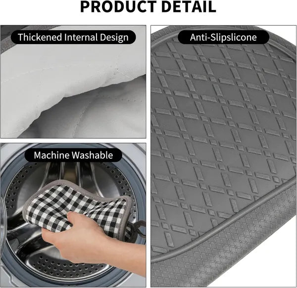 AEELLEEA Plaid Oven Mitts & Pot Holders 4 Pack, Heat Resistant Non-Slip Silicone Oven Gloves, Cotton Lining Kitchen Pads for Baking Cooking Grilling