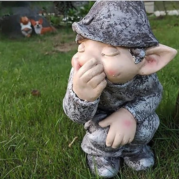 Pooping Naughty Gnome Miniature Statue, Funny Resin Dwarf Figurine, Home Garden Decor Ornament for Yard, Patio & Lawn Decoration