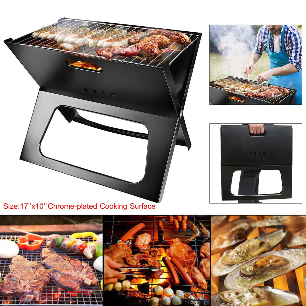 Portable Travel-Size Charcoal Grill, Foldable Tabletop BBQ for On-the-Go Grilling, Compact Collapsible Charcoal Grill for Camping, Tailgating & Backyard Cookouts