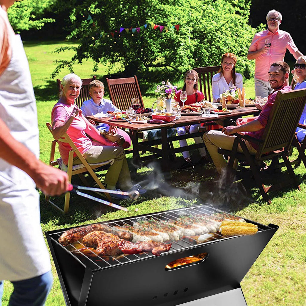 Portable Travel-Size Charcoal Grill, Foldable Tabletop BBQ for On-the-Go Grilling, Compact Collapsible Charcoal Grill for Camping, Tailgating & Backyard Cookouts