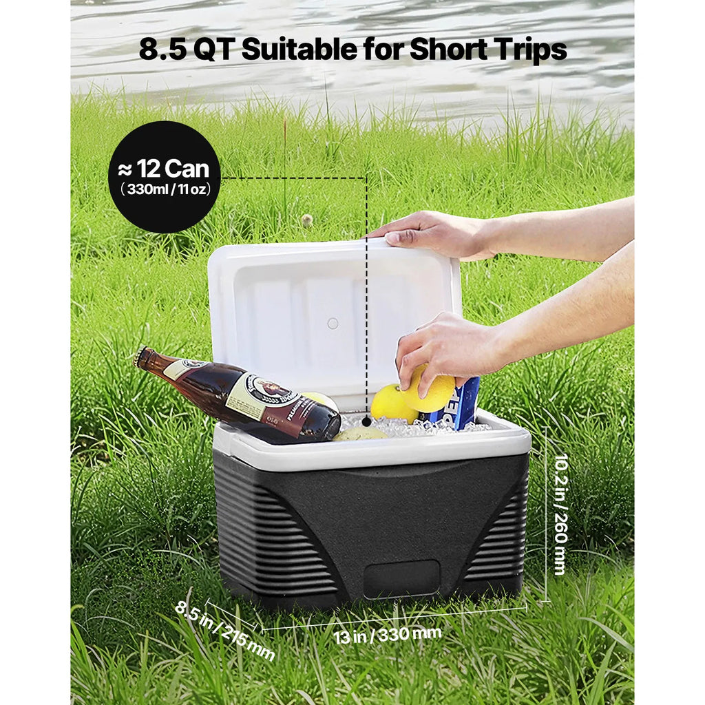 8.5 QT Portable Hard Cooler, Insulated Ice Chest with Large Handle, Lightweight Outdoor Cooler for Picnic, Camping, Fishing and Travel