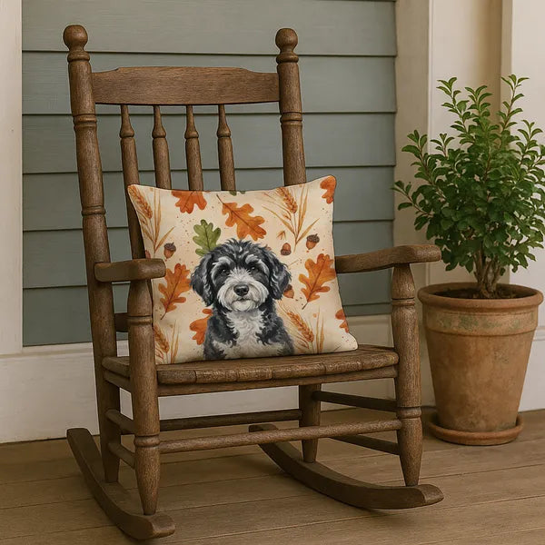Aeelleea Portuguese Water Dog Heirloom Fall Pillow 18x18 Autumn Dog Decor