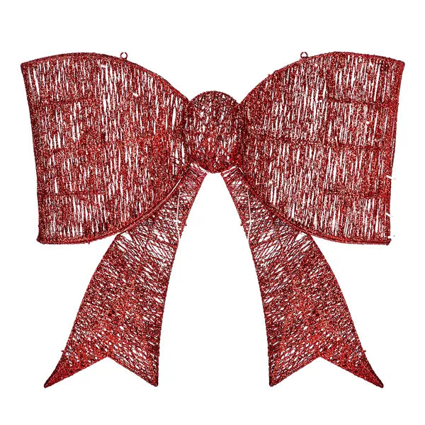 Aeelleea Pre-Lit Giant Red Bow Christmas Decor, 28.3×26.8 Inch Metal Bow with 124 Warm White LED Lights for Door Wall Indoor Outdoor Holiday Decor