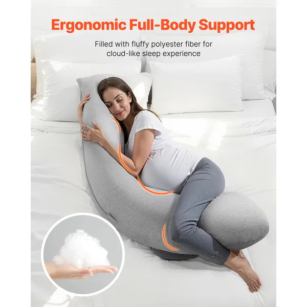 L-Shaped Pregnancy Pillow, Full Body Maternity Support Pillow, Removable Washable Jersey Cover for Side Sleepers