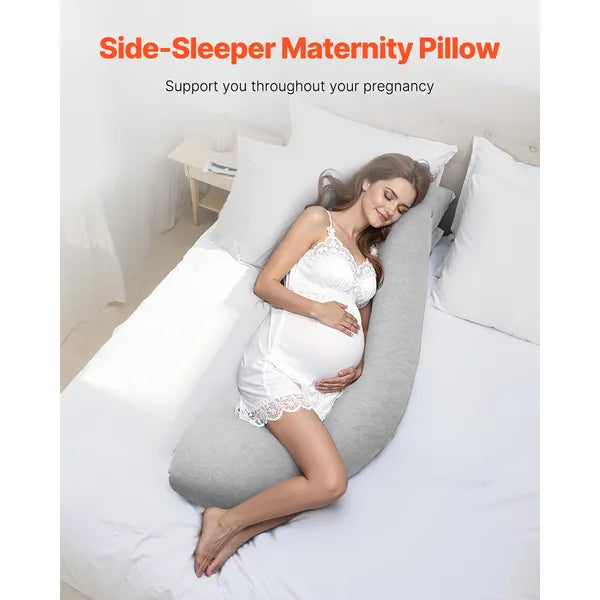 L-Shaped Pregnancy Pillow, Full Body Maternity Support Pillow, Removable Washable Jersey Cover for Side Sleepers