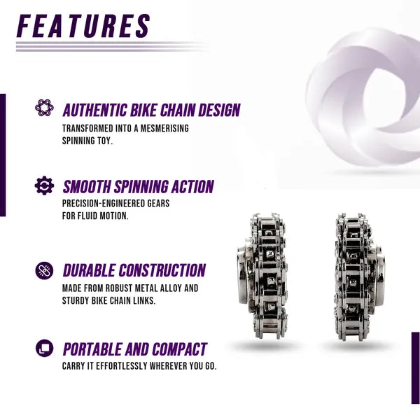 Bike Chain Gear Fidget Spinner Metal Hand Spinner Desk Toy for Stress Relief Focus and Finger Exercise