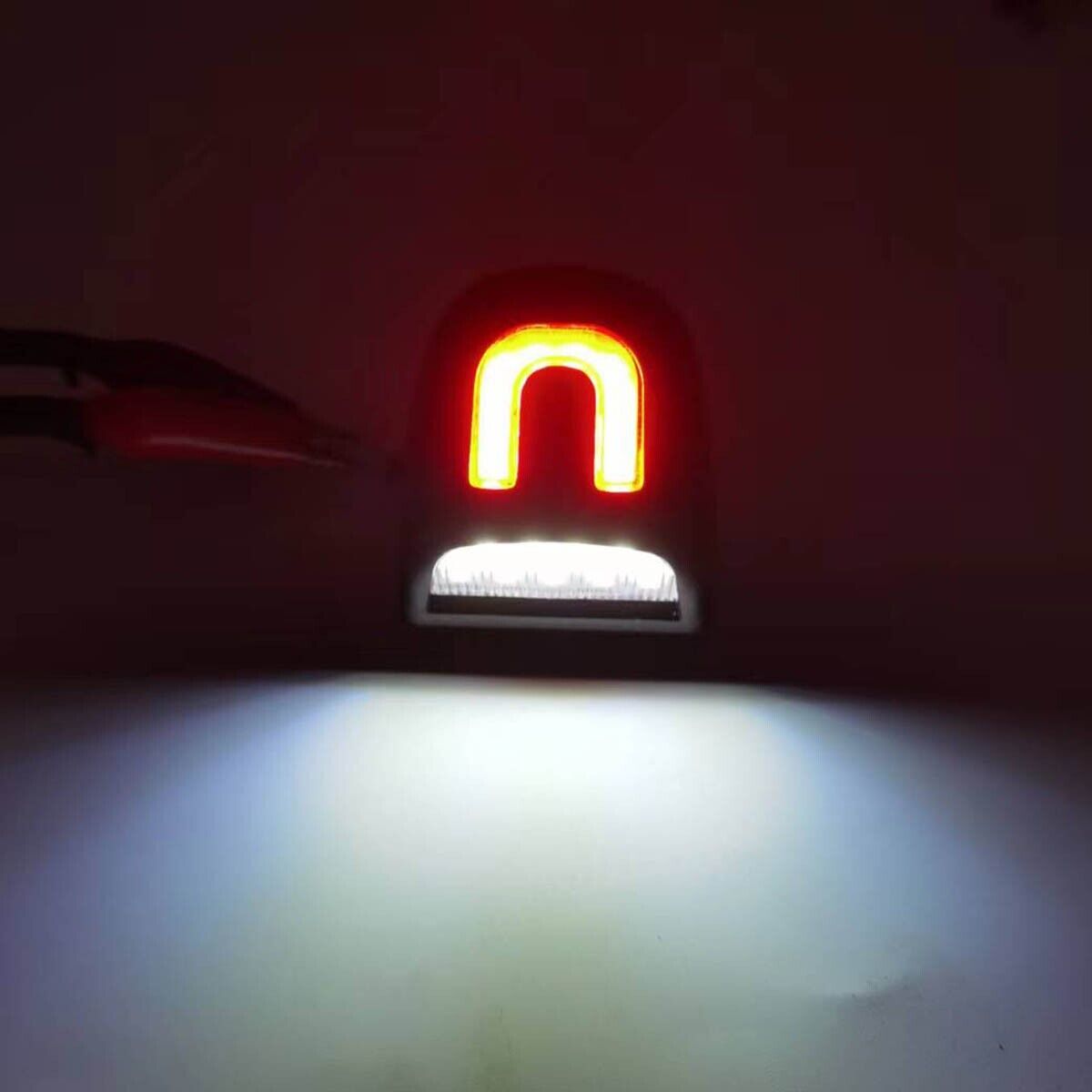 LED License Plate Lights, Red C-Shape DRL Tag Lamp, IP68 Waterproof 9-SMD LED Car Rear Tag Light, Error Free Plug & Play Auto License Lamp