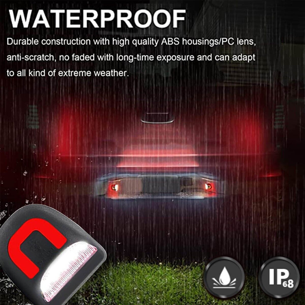 LED License Plate Lights, Red C-Shape DRL Tag Lamp, IP68 Waterproof 9-SMD LED Car Rear Tag Light, Error Free Plug & Play Auto License Lamp