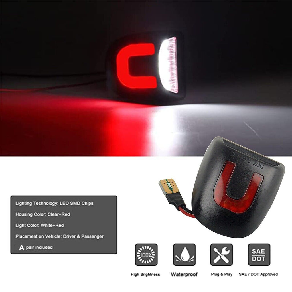 LED License Plate Lights, Red C-Shape DRL Tag Lamp, IP68 Waterproof 9-SMD LED Car Rear Tag Light, Error Free Plug & Play Auto License Lamp