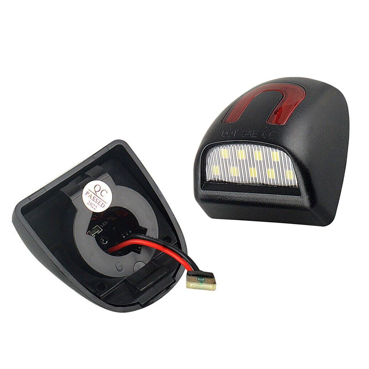LED License Plate Lights, Red C-Shape DRL Tag Lamp, IP68 Waterproof 9-SMD LED Car Rear Tag Light, Error Free Plug & Play Auto License Lamp