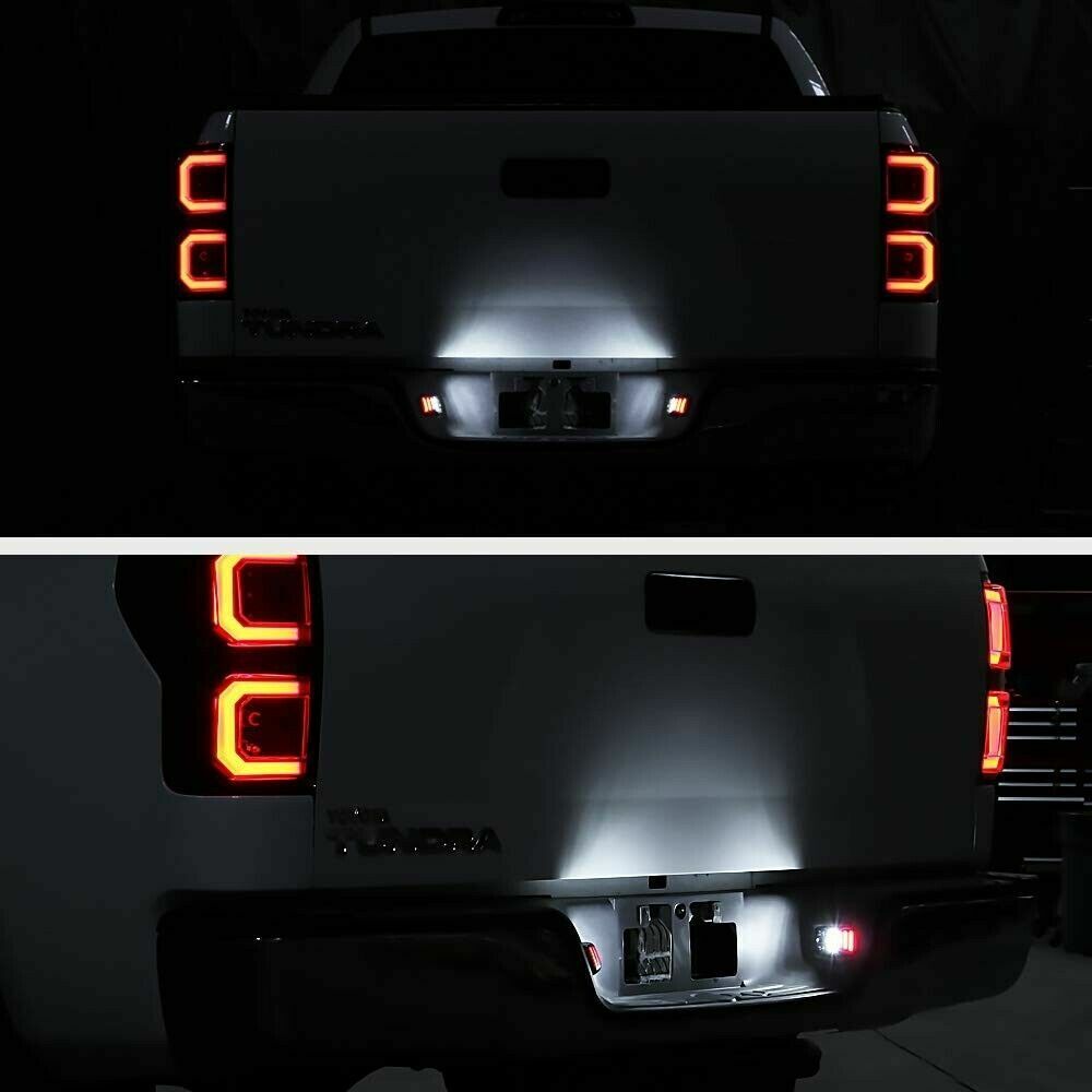 LED License Plate Light Assembly for Tacoma Pickup Truck, 12V 18SMD 6000K White & Red Neon Tube Tag Lamp, Waterproof Plug & Play Replacement Lamp