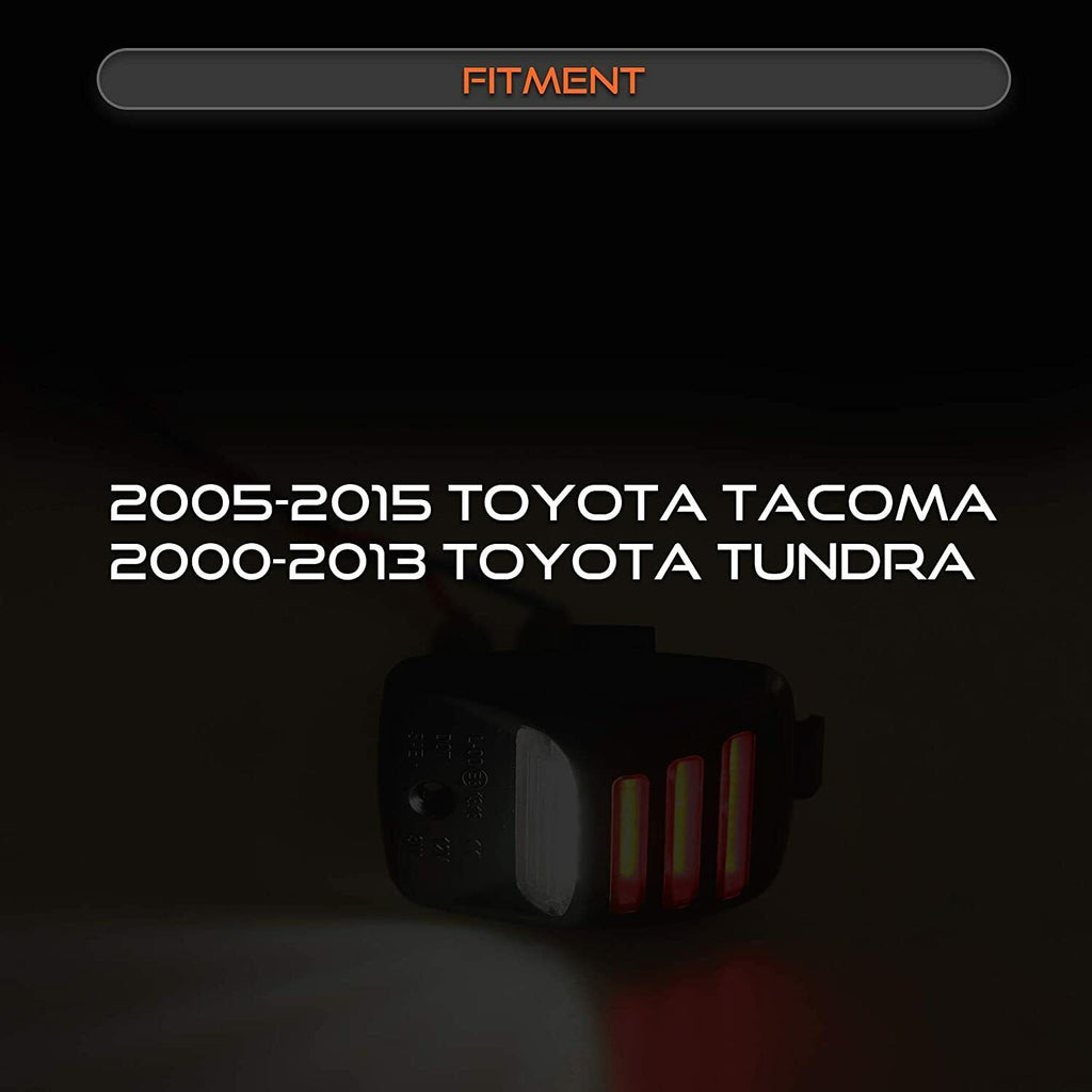 LED License Plate Light Assembly for Tacoma Pickup Truck, 12V 18SMD 6000K White & Red Neon Tube Tag Lamp, Waterproof Plug & Play Replacement Lamp