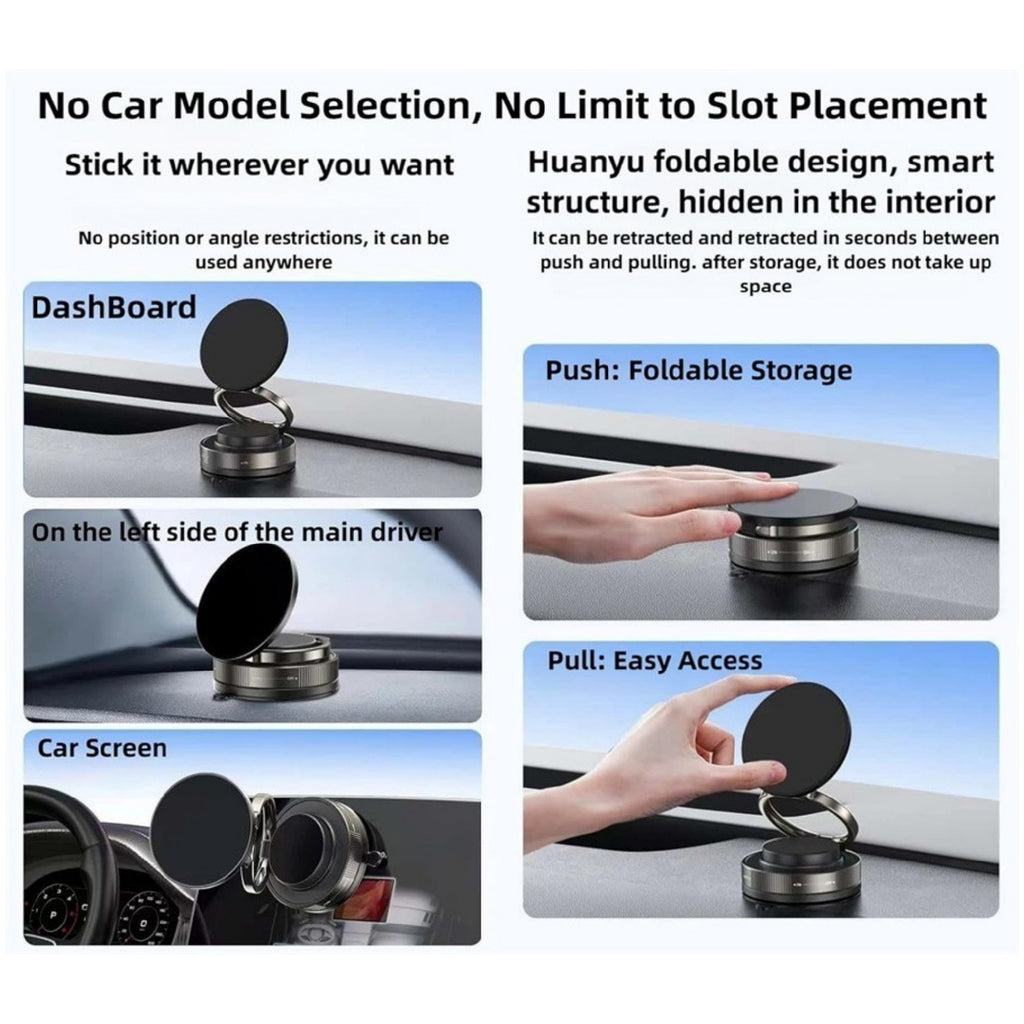 AEELLEEA Vacuum Suction Magnetic Phone Mount, 360° Rotatable Foldable Phone Holder for Car Dashboard, Windshield, Desk, Bathroom Multi-Scene Use