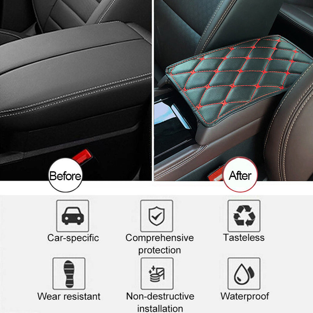 AEELLEEA-Car Center Console Armrest Cover, Universal Faux Leather Armrest Pad, Waterproof Armrest Cushion Protector with Elastic Band for SUV Truck