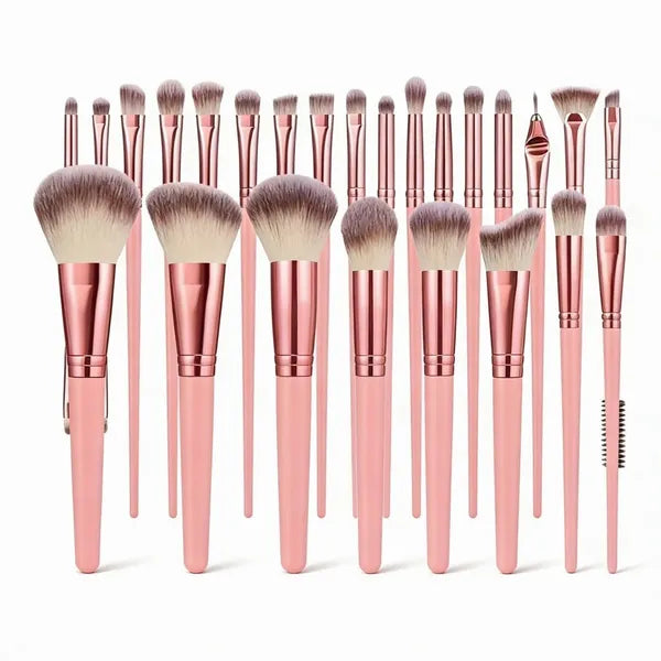 Aeelleea 25Pcs Professional Makeup Brush Set, Soft Synthetic Brushes for Foundation Powder Eyeshadow, Pink & Black Optional for Daily Makeup