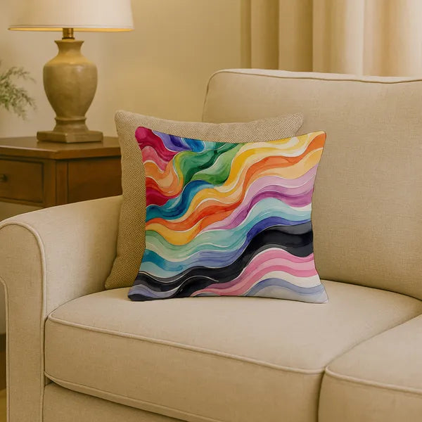 Aeelleea Progress Pride Waves of Unity Pillow 18x18 in Inclusive Cushion