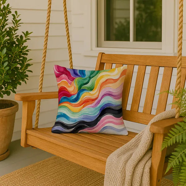 Aeelleea Progress Pride Waves of Unity Pillow 18x18 in Inclusive Cushion