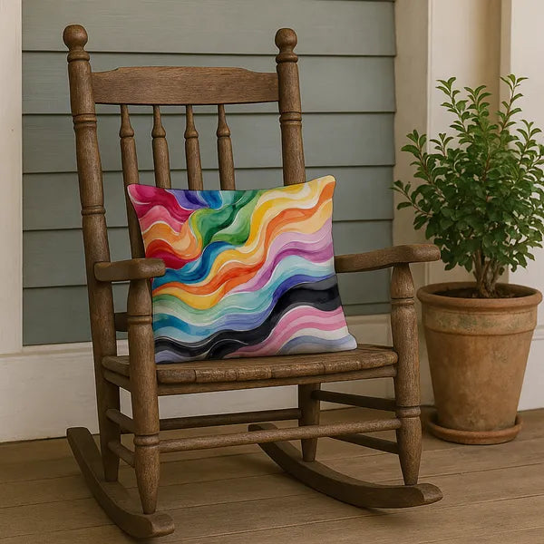 Aeelleea Progress Pride Waves of Unity Pillow 18x18 in Inclusive Cushion