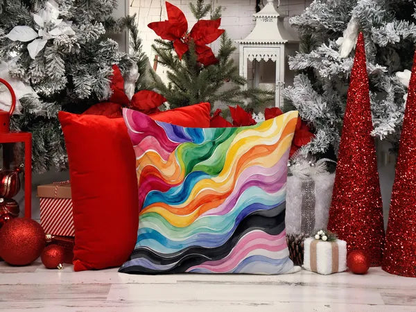Aeelleea Progress Pride Waves of Unity Pillow 18x18 in Inclusive Cushion