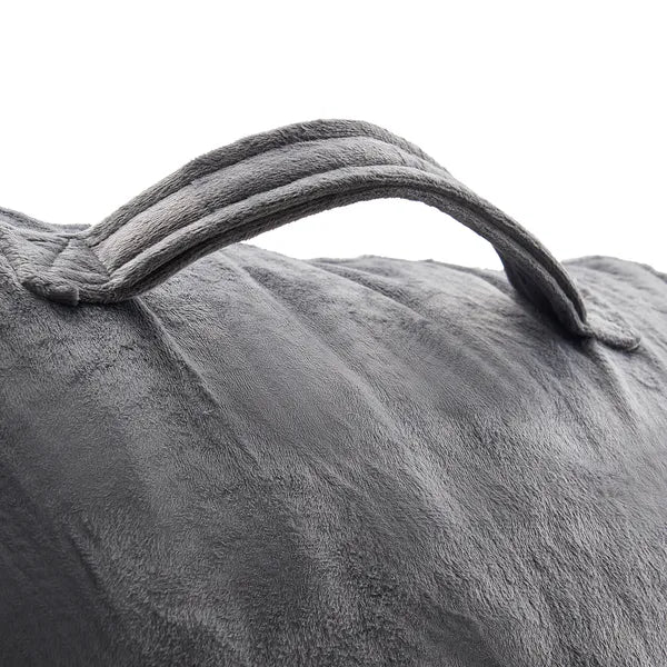 Aeelleea Reading Pillow, 15×18×10 Inch Shredded Memory Foam Backrest Pillow, 3 Pockets, Washable Velvet Pillow with Handle for Reading Gaming, Grey