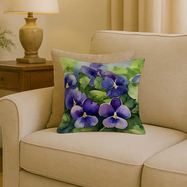 Aeelleea Rhode Island Violets in Watercolor Pillow 18x18 in