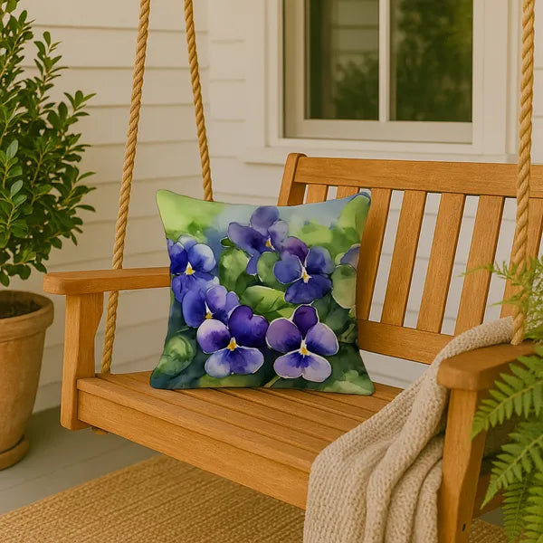 Aeelleea Rhode Island Violets in Watercolor Pillow 18x18 in