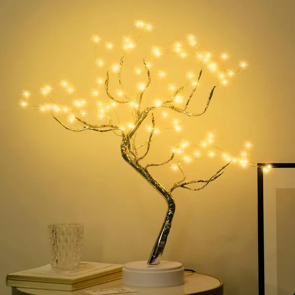 Aeelleea 20 Inch 108 LED Tabletop Bonsai Tree Lamp,DIY Artificial Tree Light,Battery & USB Powered,Warm White for Bedroom,Living Room,Christmas Home Gift