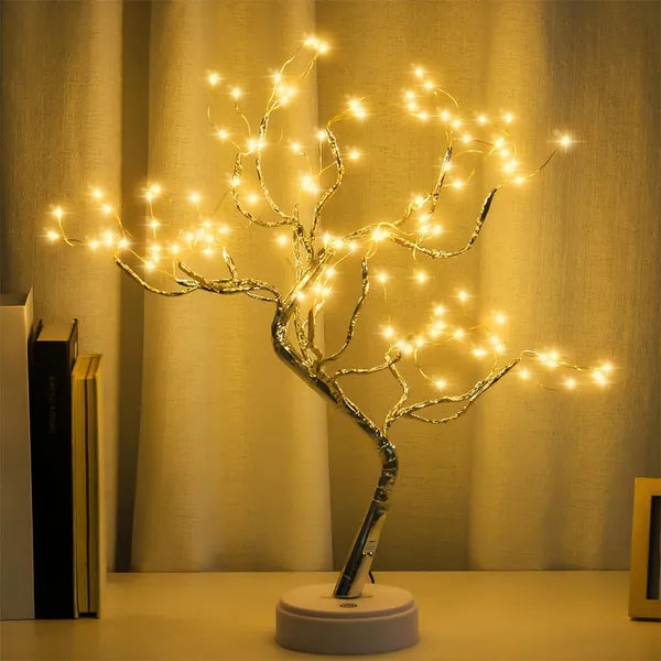 Aeelleea 20 Inch 108 LED Tabletop Bonsai Tree Lamp,DIY Artificial Tree Light,Battery & USB Powered,Warm White for Bedroom,Living Room,Christmas Home Gift