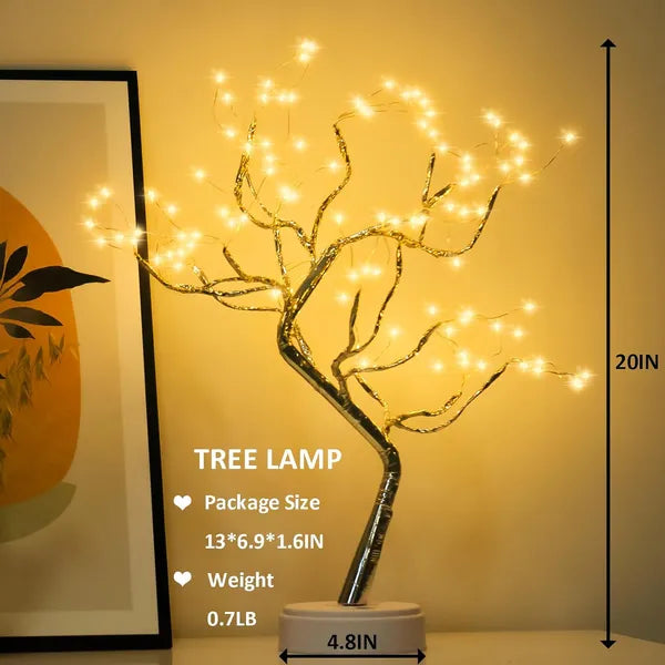 Aeelleea 20 Inch 108 LED Tabletop Bonsai Tree Lamp,DIY Artificial Tree Light,Battery & USB Powered,Warm White for Bedroom,Living Room,Christmas Home Gift