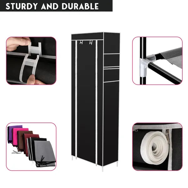 AEELLEEA 10-Tier Shoe Rack 60x30x160cm, Dustproof Cover Adjustable Shelves Metal Shoe Storage Cabinet for Entryway Closet