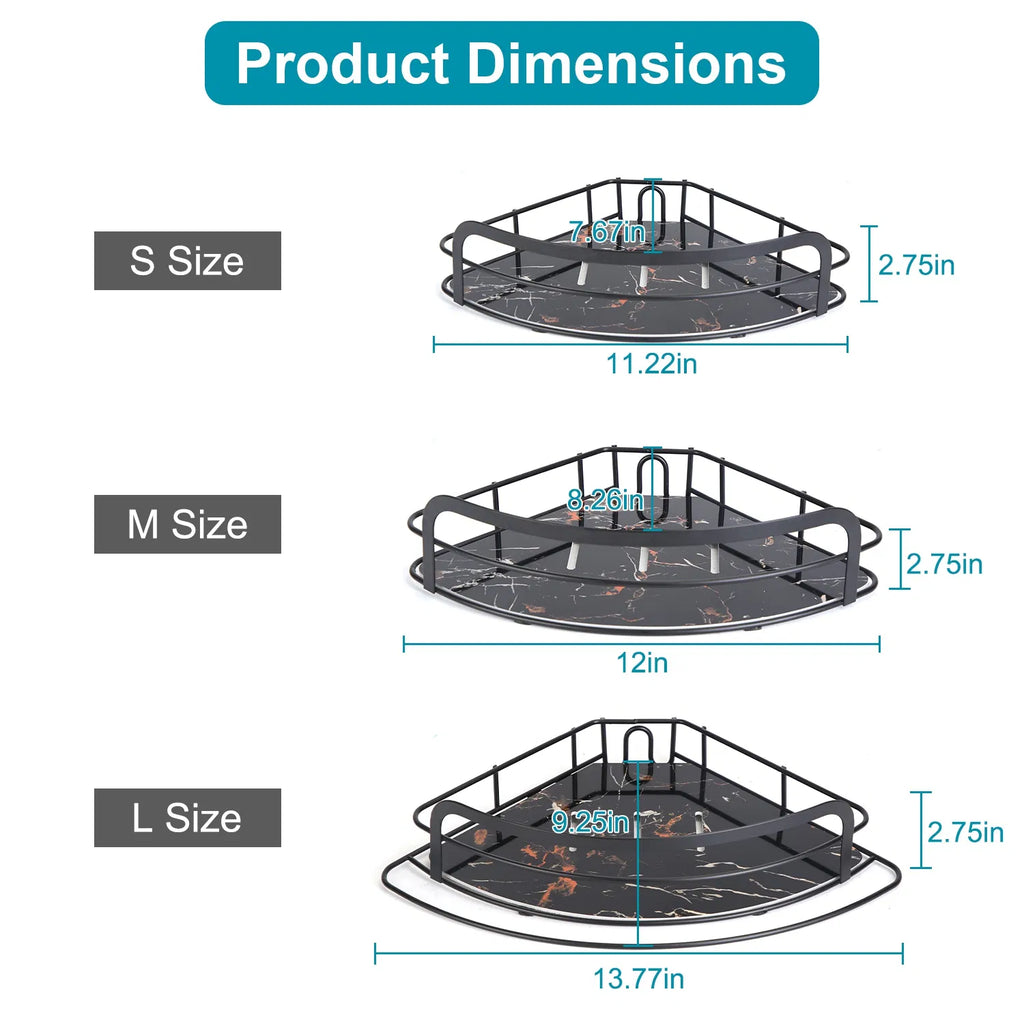 AEELLEEA Corner Shower Caddy, 4-Tier Adjustable Tension Pole, Rust Resistant Towel Bar & Hooks, Standing Rack, Black, 8.7-116.1in