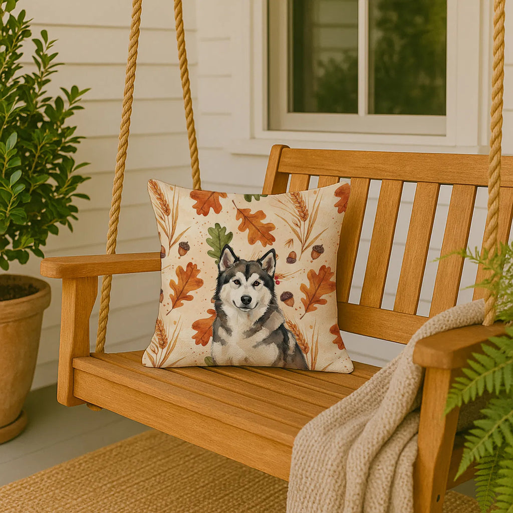 Aeelleea Sable White Alaskan Malamute Heirloom Fall Throw Pillow,18×18in Indoor Outdoor Cushion for Couch Bed Patio
