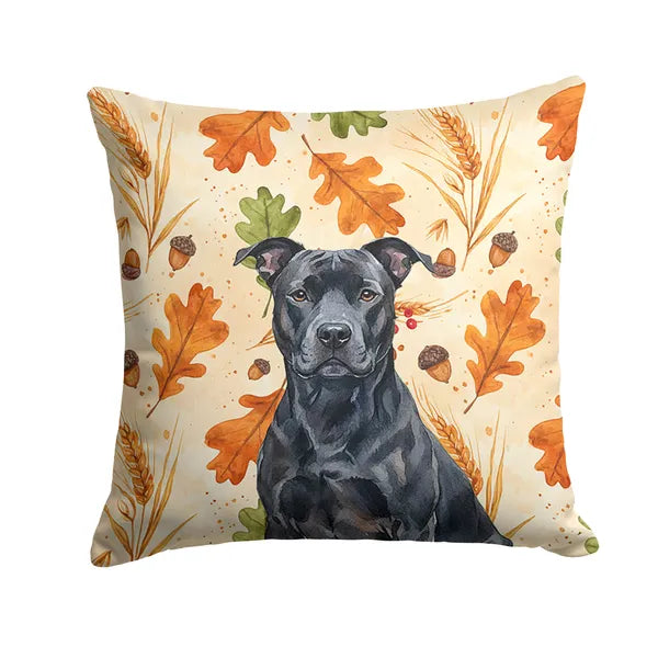 Aeelleea Black American Staffordshire Terrier Heirloom Fall Throw Pillow,18×18in Indoor Outdoor Cushion for Couch Bed Patio