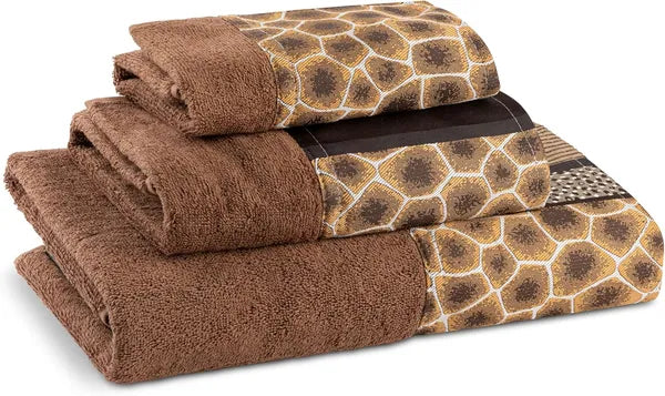 Aeelleea Safari Stripes 3 Pack Animal Print Bath Towel Set, Leopard Cheetah Zebra Tiger Pattern Soft Cotton Bathroom Towels for Home Decor