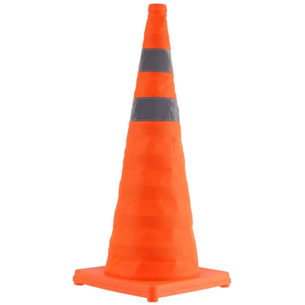4-Pack 28" Collapsible Traffic Cones with Reflective Strips, Wide Base & Storage Bag, Orange Safety Cones