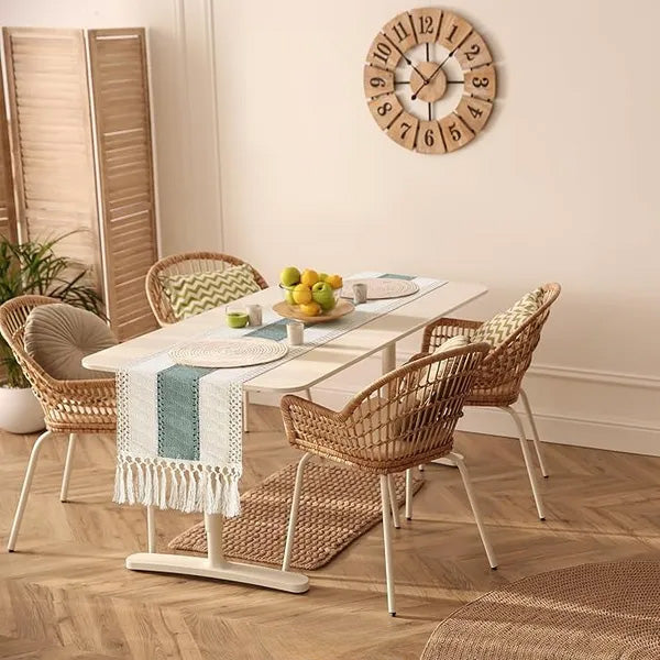 Boho Macrame Table Runner 12x72 Inch, Sage Green Striped Cotton Table Runner with Handmade Tassels, Farmhouse Rustic Dining Table Decor for Party Wedding