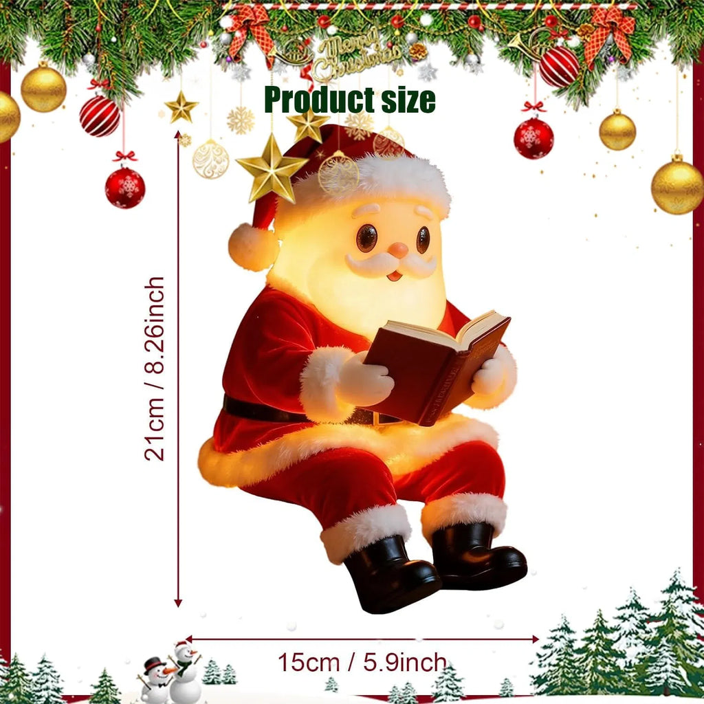 Light-Up Santa Claus Reading Figurine, 8.3 in Christmas Tabletop Decor with Warm Glow for Mantel, Shelf, Desk and Holiday Display