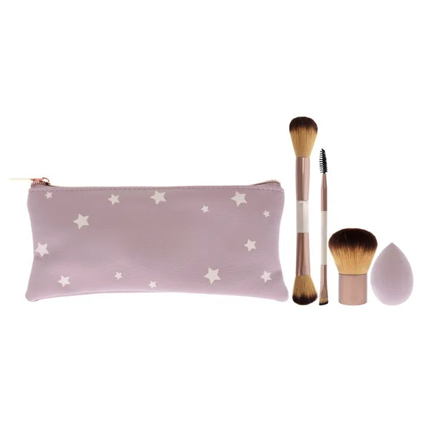 Makeup Brush Set with Cosmetic Bag, Beauty Sponge, Face Brushes & Brow Brush, Portable Travel Makeup Kit