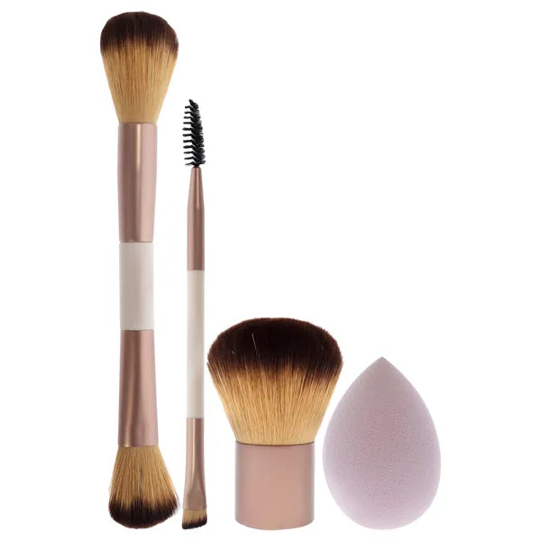 Makeup Brush Set with Cosmetic Bag, Beauty Sponge, Face Brushes & Brow Brush, Portable Travel Makeup Kit