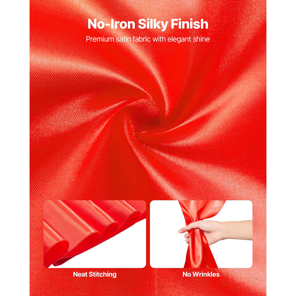 Satin Chair Sashes Bows 50 Pack, 7 x 108 Inch Red Chair Ribbon Ties Back Sash, Wedding Reception & Banquet Chair Decoration