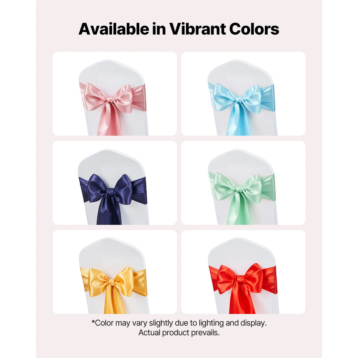 Satin Chair Sashes Bows 50 Pack, 7 x 108 Inch Red Chair Ribbon Ties Back Sash, Wedding Reception & Banquet Chair Decoration