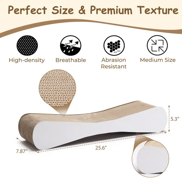 25.6" Extra Large Corrugated Cardboard Cat Scratcher Pad, Reversible Double Sided Cat Lounge Bed, Furniture Protector with Free Catnip